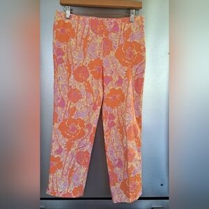 LILLY PULITZER Originals Orange  Yellow Floral Resort Fit Cropped Sz 4 Vacation